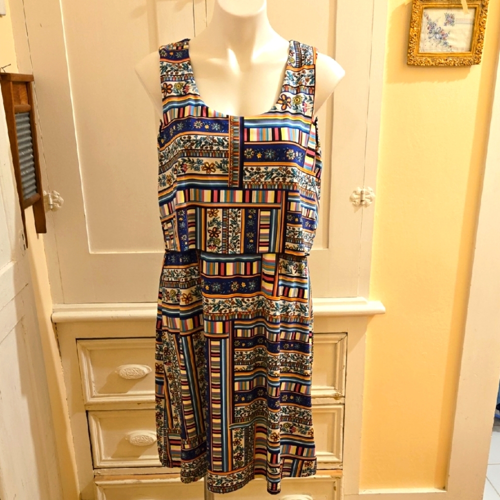 Lemmie for Nina Leonard bright print knit dress Sz XL 🎁